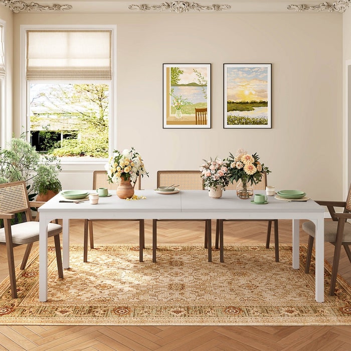 Mesa de comedor rectangular Tribesigns de 200 cm de largo para 6 a 8 personas, blanca