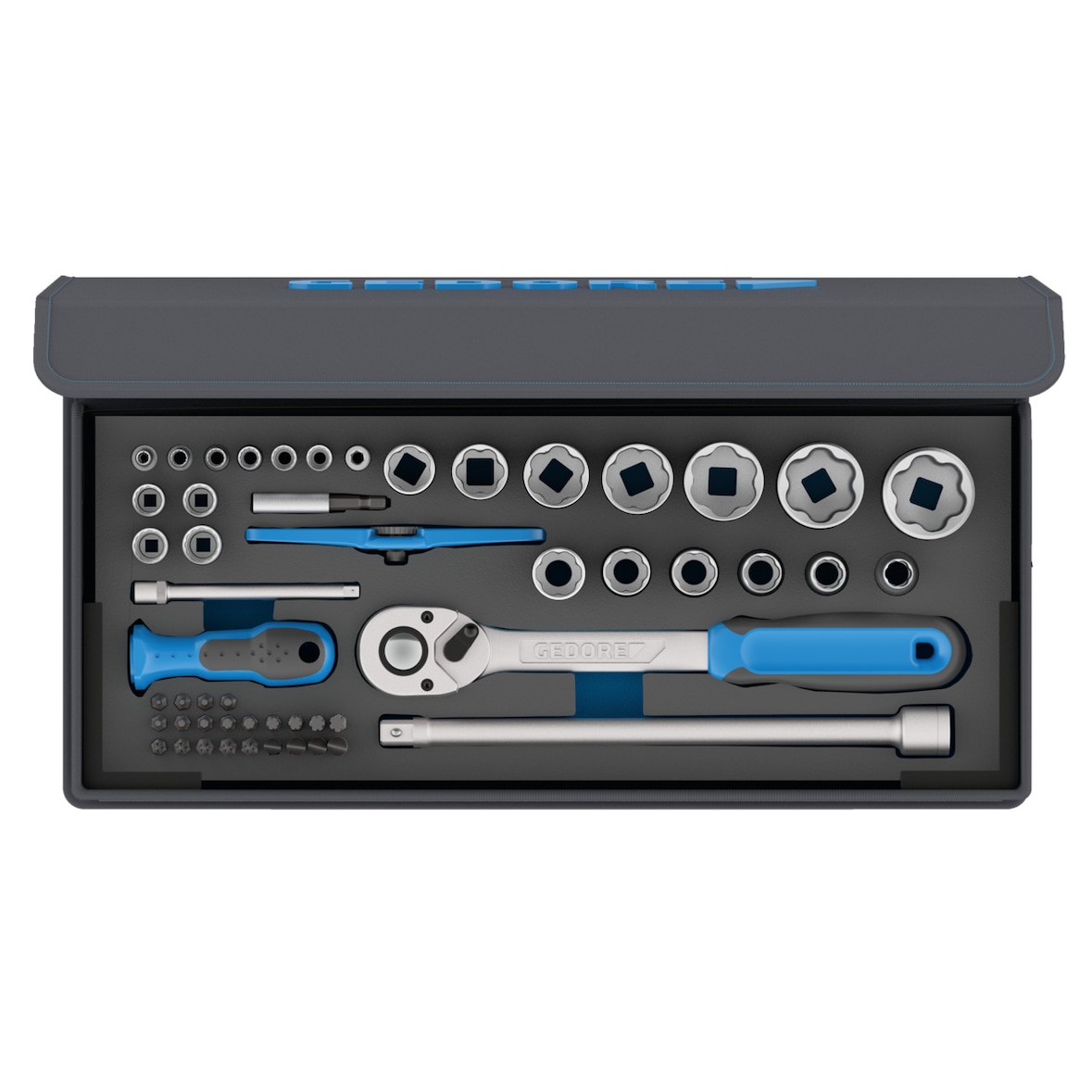 GEDORE Steckschlüssel-Satz 1/4"+1/2" 52-teilig, TC 19-20-MU-10