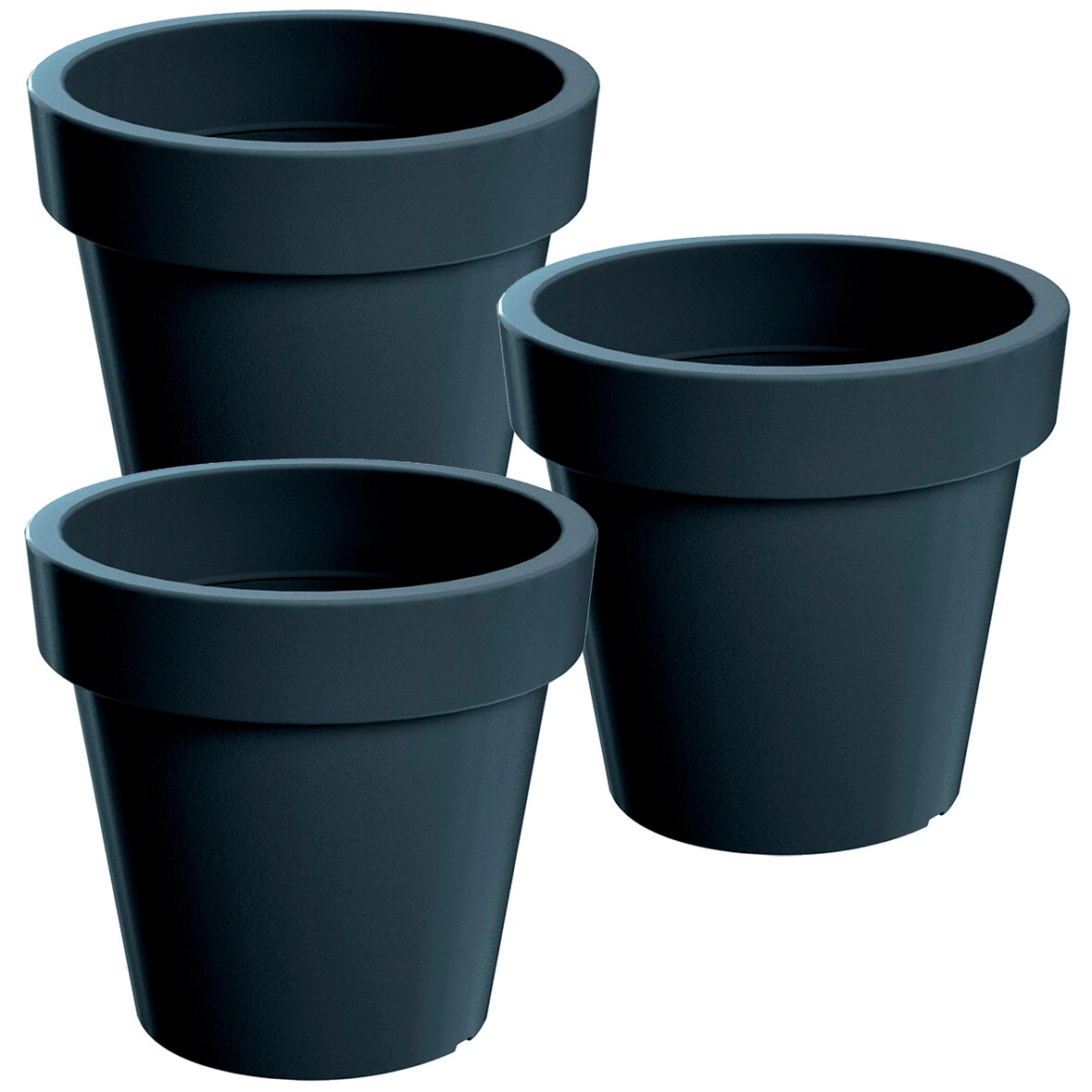 WellHome - 3x Lofly Kunststofftopf in der Farbe Anthrazit 29,3 x 29,3 x 26,6 cm