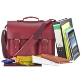 thumbnail of Ruitertassen Lehrertasche Leder 30x40cm Schultasche Aktentasche 2 Fächer rot Damen Büchertasche Arbeitstasche 40x30cm