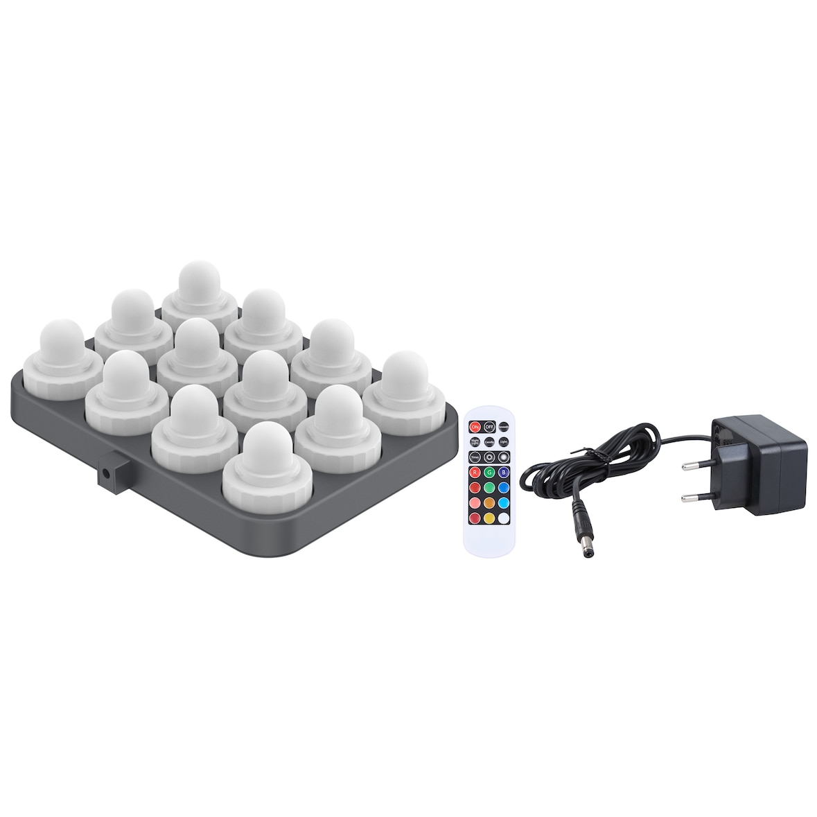 METRO PROFESSIONAL Mini LED lampen set van 12, Tilo Twist, kunststof, Ø 5.7 x 6.7 cm, dimbaar, afstandsbediening, meerkleurig