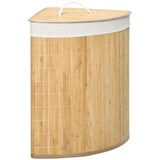 thumbnail of Wäschekorb Ecke Bambus 38x38x57 cm Naturholz mit Deckel 55 L herausnehmbarem Innenbeutel platzsparend luftig und elegant für Bad und Waschküche