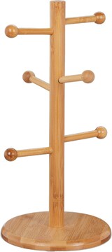 thumbnail of Relaxdays Brezelständer aus Bambus, 6-armig, Höhe 35 cm, auch als Wurstständer oder Tassenhalter, Brezelbaum Holz, natur