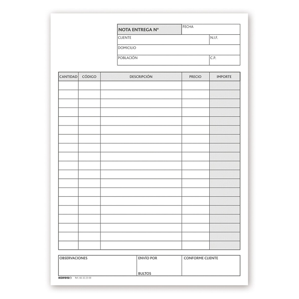 Bloco de notas de entrega em papel autocopiativo em triplicado 4º natural (Tamanho 145x210 mm)