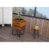 thumbnail of Plantenbak HWC-L25, Bloembak vierkant 60x33x33cm Outdoor Staal Acaciahout MVG-gecertificeerd, bruin