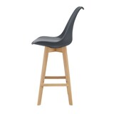 thumbnail of Helloshop26 - Set aus 2 Barhockern mit Sitzfläche Rückenlehne und gepolsterter Fußstütze Kunststoff Buchenoptik 105 cm grau 03_0002779
