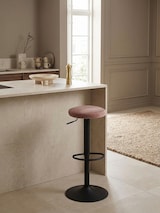 thumbnail of Barhocker `Campania`: 58-79 cm Sitzhöhe, Eisenmaterial, Samt/Wildlederoptik Bezug, 360° drehbar. Rosa, Material: Samt, 40x40x79 cm | Kadima Design