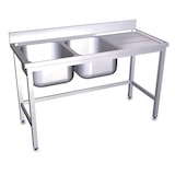 thumbnail of Fregadero con soporte con dos cubetas a la izquierda y escurridor