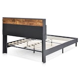 thumbnail of Merax LED Doppelbett 140x200 Polsterbett aus Leinen mit Stauraum-Kopfteil & Lattenrost aus Holz Grau