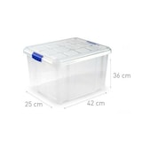 thumbnail of Caja plástica de almacenamiento transparente de 25 litros con tapa y asa 11117