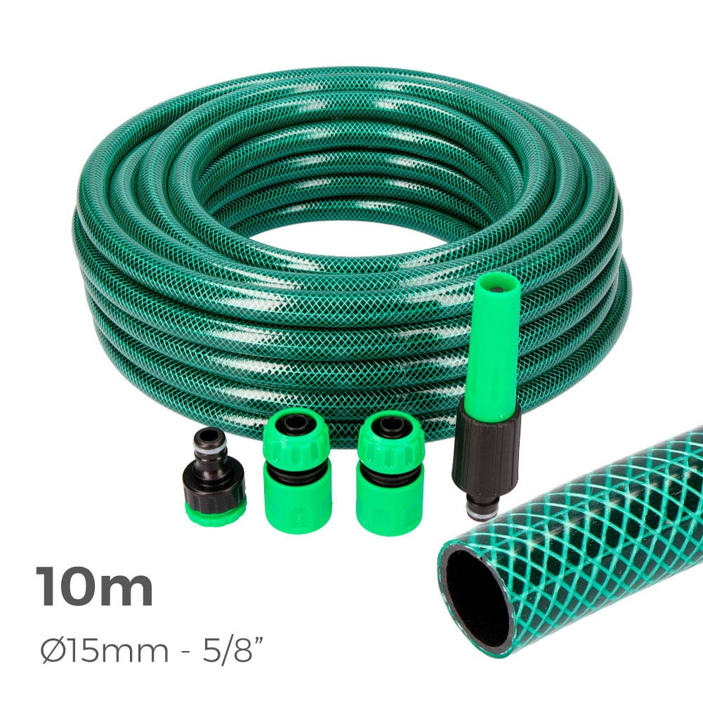 Kit De Mangueira De Jardim Basic Line Interior Ø 15Mm Externo Ø 19Mm (5/8") - 10M Rolo Com Acessórios Edm
