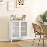 thumbnail of Aparador de 3 Niveles Mueble Aparador con Puertas de Malla y Estante Ajustable Mueble de Cocina Moderno para Sala de Estar Comedor 80x37x92 cm Blanco
