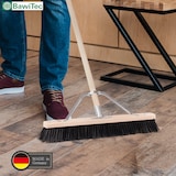 thumbnail of Stabiler Saalbesen 80cm Breit mit Stielstabilisator und Stiel 140cm Lang schwarze weiche Kunsthaar Borsten Kehrbesen Besen