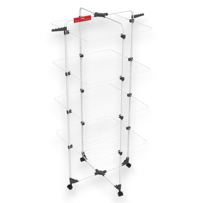 Asciugatrice a torre Vileda a 4 livelli con asciugatrice regolabile e pieghevole e ruote