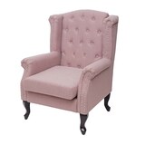 thumbnail of Poltrona stile vittoriano Chesterfield tessuto ~ rosa senza poggiapiedi