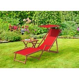 thumbnail of Sonnenliege rot Liegestuhl Fußteil Tisch Gartenliege Deckchair Strandstuhl Gartenmöbel 10-308FT