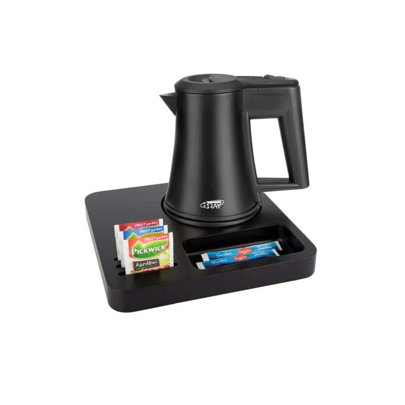 Willkommenstablett SLIM Schwarz mit Wasserkocher STAR 0,5 L Schwarz