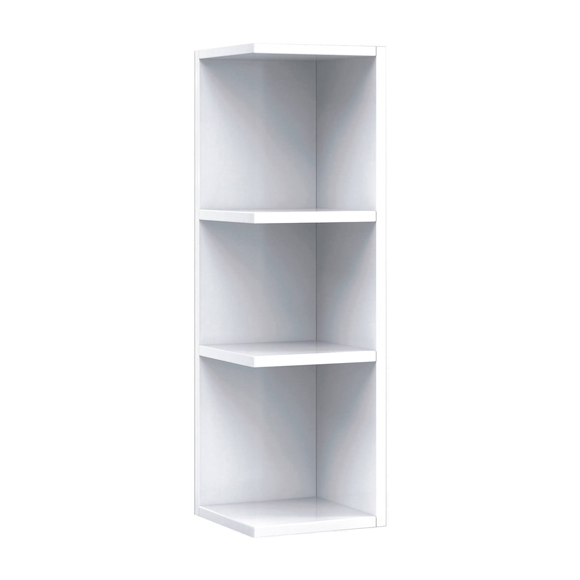 Dmora Badezimmer-Hängeschrank Tacoma, Abgehängter Säulenschrank für Badezimmer, Eckschrank mit 3 offenen Regalen, 20x20h65 cm, Weiß