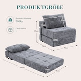 thumbnail of Klappbares Schlafsofa Schlafsessel Bodensofa Gästebett 79x79x57 mit Kopf- und Lumbalkissen hochdichter Schaum Cordbezug platzsparend Grau
