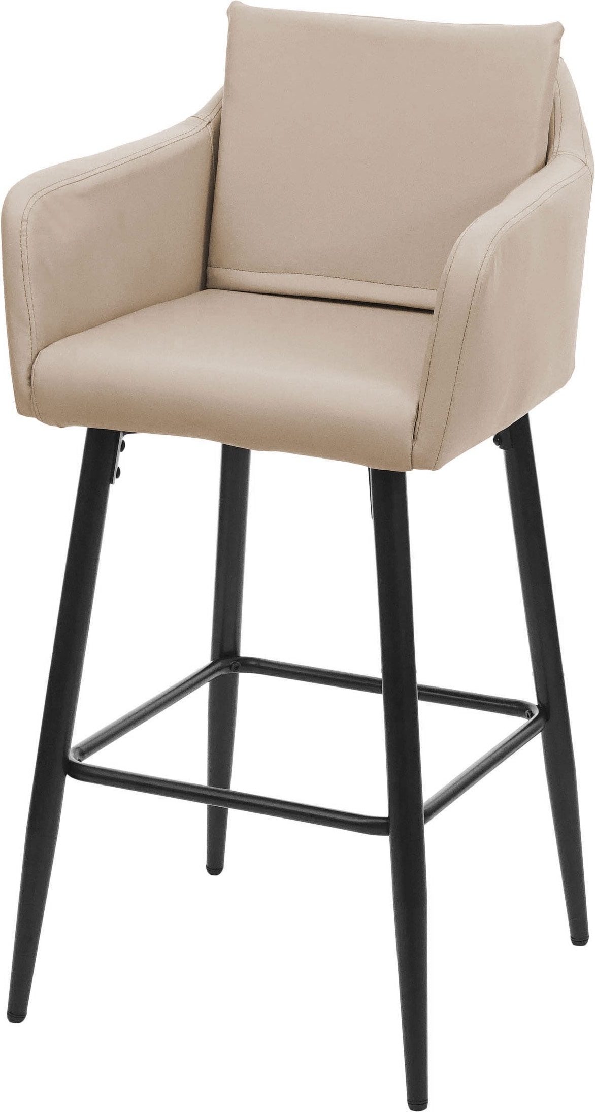 Décoshop26 - Barhocker hoher Tresenstuhl mit Metallfußstütze taupefarbener Kunstledersitz modernes Design 04_0005293