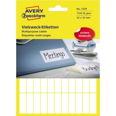 Avery Zweckform Vielzwecketikett 3320 32x10mm weiß 1.144 St./Pack.