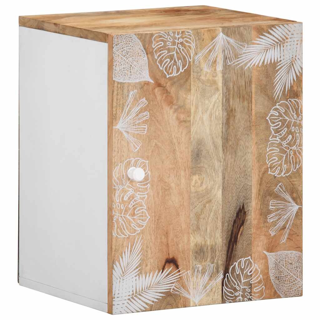 Helloshop26 - Mobiletto da bagno sospeso 38 x 33 x 48 cm design minimalista legno di mango bianco naturale 02_0057850