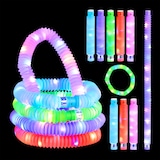 thumbnail of Relaxdays Leuchtstäbe, 15 LED Knicklichter, 3 Effekte, ausziehbare Blinkstäbe bis 63 cm, Partydeko, Kunststoff, bunt