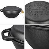 thumbnail of Schmortopf aus Gusseisen – 8 Liter – Kochen im Freien – Grillpfanne aus Gusseisen – Geschenk – Kochgeschirrset – PFAS-frei – Schwarz