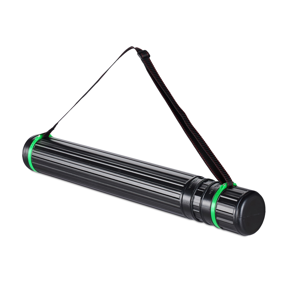 Relaxdays Teleskop Posterrolle, bis Größe A0, verstellbarer Tragegurt, Schraubdeckel, 64 - 100 cm, Kunststoff, schwarz