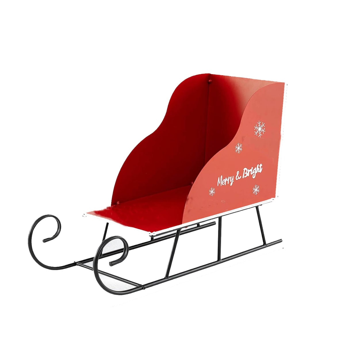 COSTWAY Trenó decorativo para o Natal, decoração natalina, grande cesto para trenó ao ar livre, trenó de metal