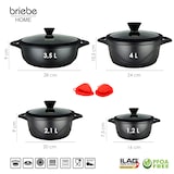 thumbnail of Briebe MGK-17S Batería de Cocina Inducción 8 Piezas Aluminio Fundido 4 Ollas con Tapa de Cristal Antiadherente