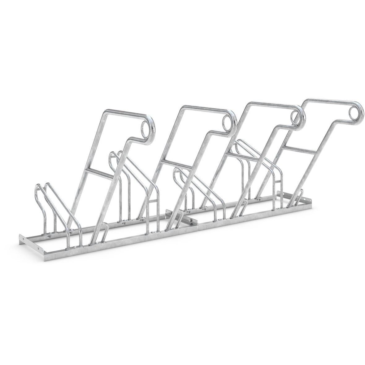 Anlehnparker 2604 XBF | Fahrradständer einseitig | für 4 extra breite Fahrräder | erweiterbar | Abwechselnde Hoch-/Tiefeinstellung | mit Anlehnbügel