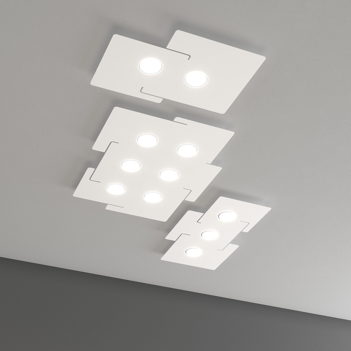Plafoniera a led ECHO Top Light in metallo Bianco rettangolare con 6 attacchi lampadina Gx53