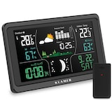 thumbnail of KLAMER Wetterstation Funk mit Außensensor, Digitale Funkwetterstation, Temperaturwarnung, Raumthermometer innen und außen, Wecker, Barometer, RCC Fun…