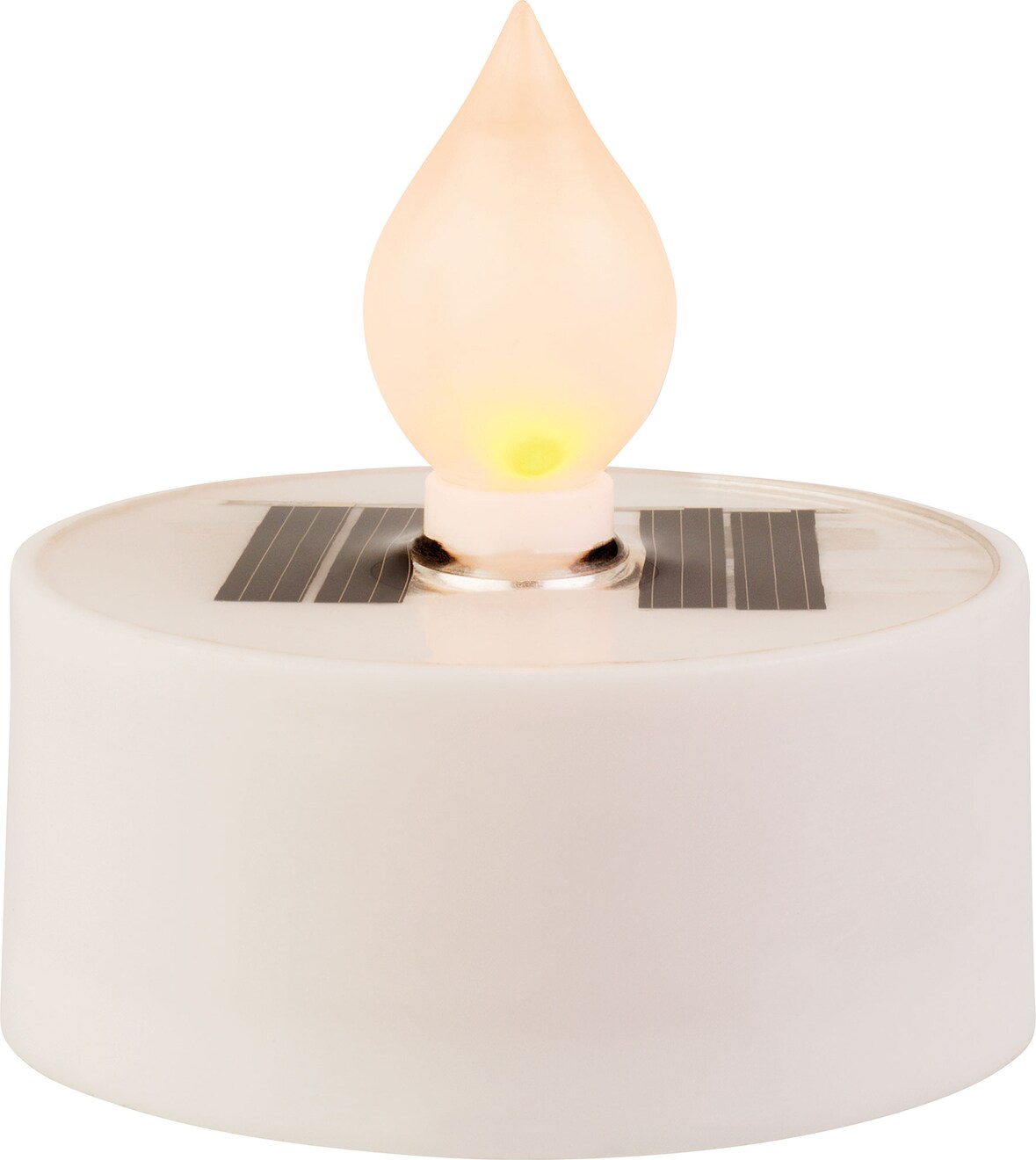 Solar LED Teelicht Outdoor 5x2cm Kunststoff Outdoorkerzen Flammenlose Teelichtkerzen flackernde Flamme Tischkerzen Dekokerzen Kerzen Weiß Warmweiß