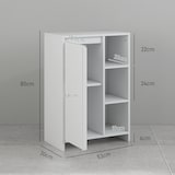 thumbnail of Mueble auxiliar de baño moderno armario de baño con estantes abiertos puerta y estante ajustable antivuelco para salón dormitorio 53x30x80 cm blanco