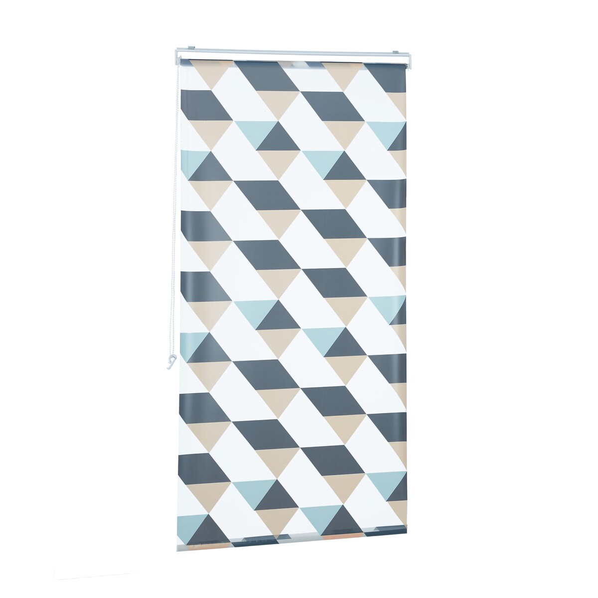 Relaxdays Duschrollo, 80x240 cm, Dreieck Muster, Seilzug, flexible Montage, Duschvorhang für Badewanne und Fenster, bunt