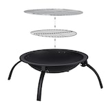thumbnail of Relaxdays XL Feuerschale, Grill Rost, Schürhaken, Funkenschutz Deckel, Garten, Terrasse, Feuerstelle D 56,5 cm, schwarz