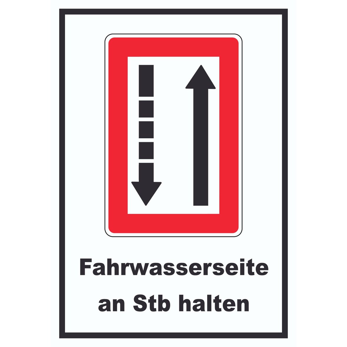 Fahrwasserseite an Steuerbordbord halten Symbol und Text A6 Rückseite selbstklebend