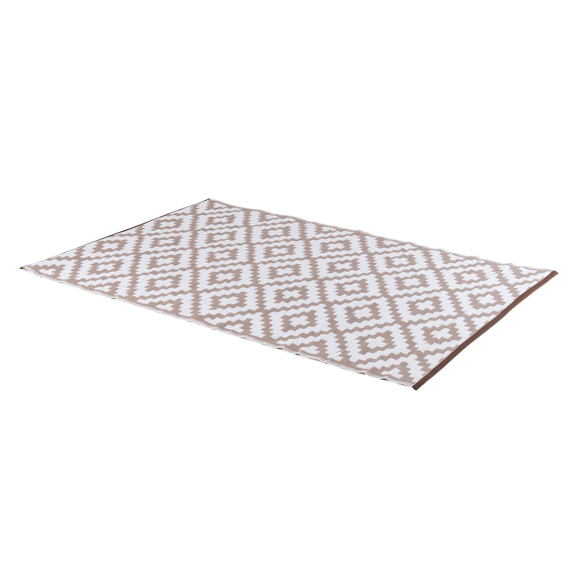 Alfombra de exterior rectangular de 150x240 cm, Color blanco y taupé , Impermeable, Ecológica