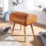 thumbnail of Echtleder Sitzhocker aus Massivholz, Braun, 120 kg Belastbarkeit. 45x40x53 cm | Kadima Design