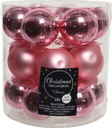 thumbnail of 18 Weihnachtskugeln 4cm Glas uni Christbaumkugeln Weihnachtsbaumkugeln rosa pink