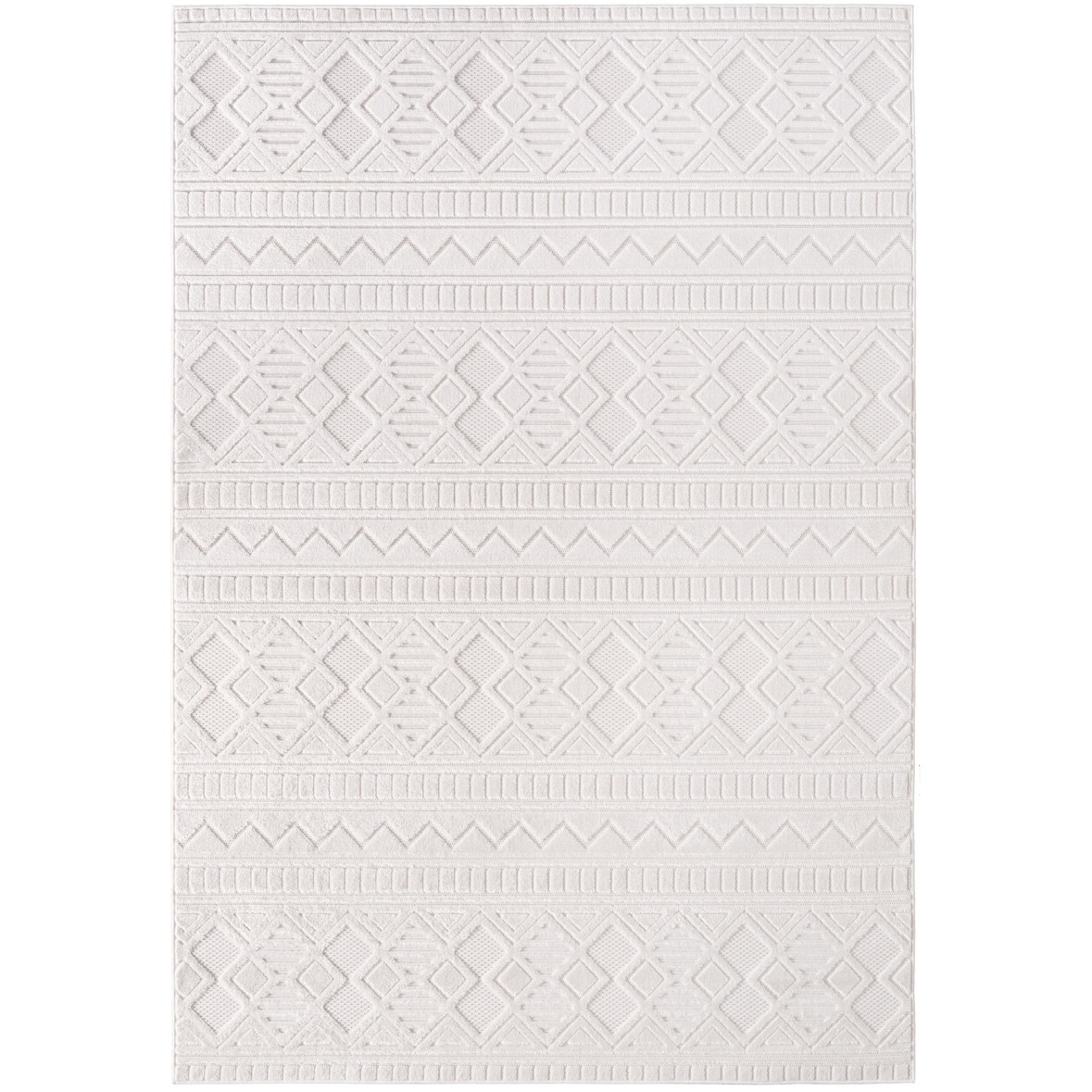 Teppich Outdoor 3D-Effekt Wetterfest Waschbar Strapazierfähig Balkon Terrasse Küche OEKO-TEX Creme 80x150 cm – ORTLER von Kadima Design
