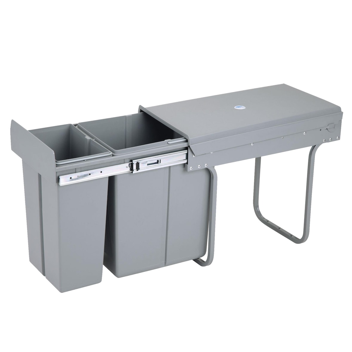 WellHome - Cubos de Basura bajo Fregadero con fijación Inferior para Cocina 10L + 20L, Extracción manual