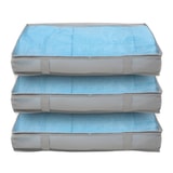 thumbnail of SVITA 3er Set Aufbewahrungstasche M faltbare Unterbettkommode Sichtfenster Griffe Reißverschluss Stoff Helllgrau