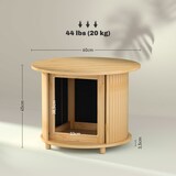 thumbnail of Couchtisch Bambus Naturholz Ø60x45  mit Schiebetür und verstecktem Stauraum, runder Wohnzimmertisch im modernen Design, bodenschonend
