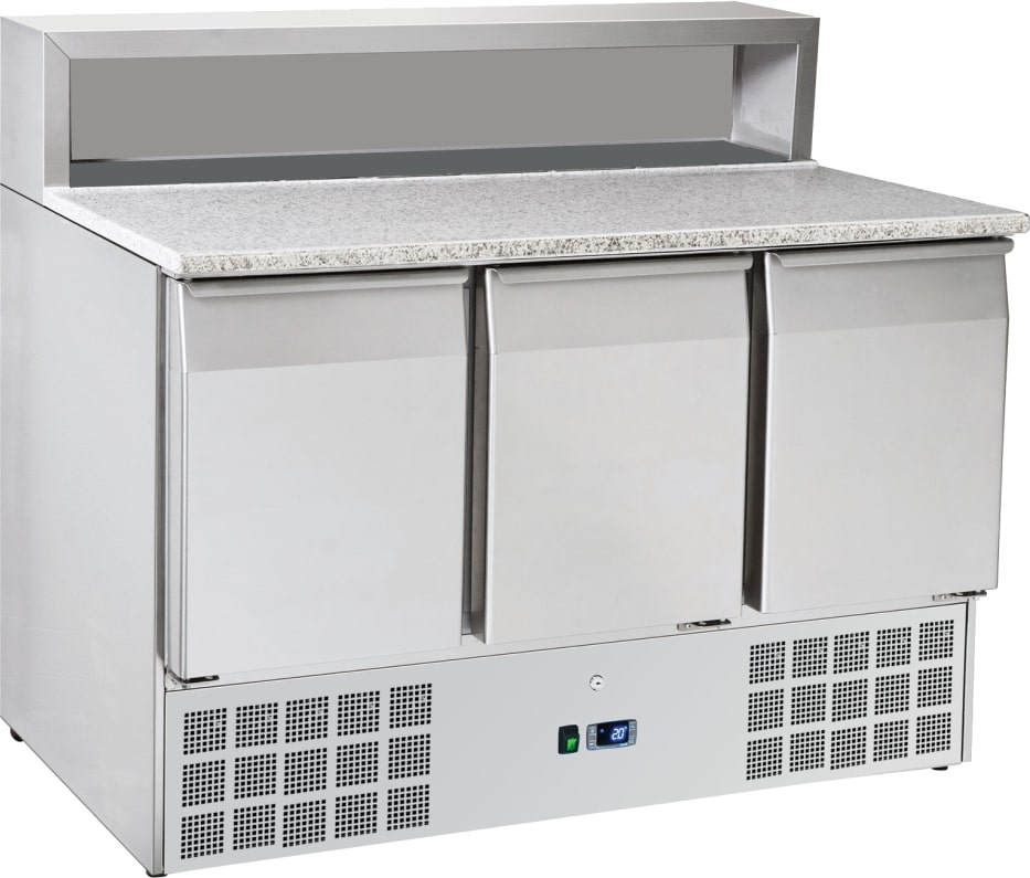 Pizza-vorbereitungsmöbel 3 türen - 1365x700x880 mm - 235 W 230/1V - 75A39PRC Eurast