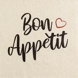 thumbnail of Home Fashion, Bon Appètit avec Coeur, Lunch-Servietten aufgefaltetes Maß 33 cm x 33 cm, im Viertelfalz, 20 Stück pro Pack