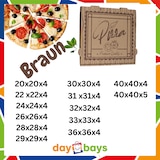 thumbnail of DayBays 400 Stk. Pizza-Karton 32x32x4 cm  Braun Kraftpapier bedruckt mit Pizza-Motiv