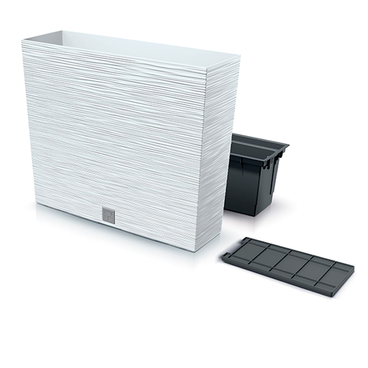 Prosperplast - Vaso colore bianco con serbatoio, collezione FURU - 58x18x49,8 cm, capacità 12 L